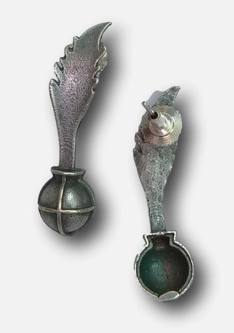 Silver Brass Earrings - Indya