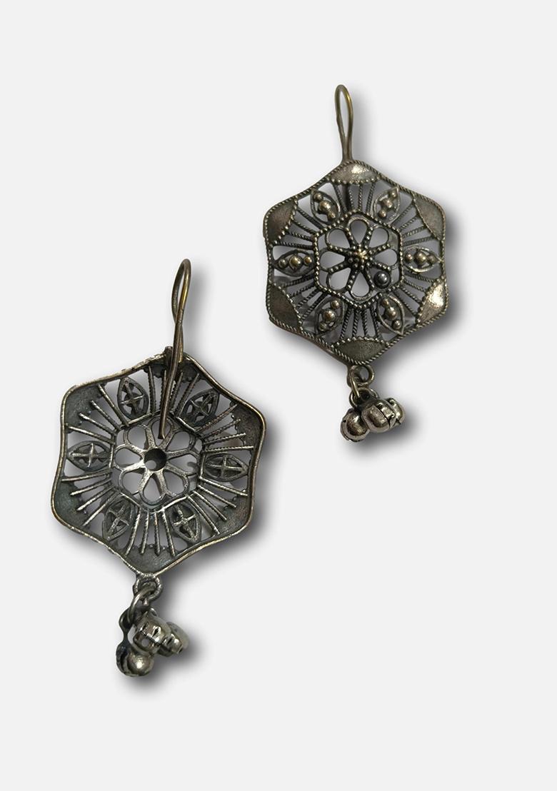 Silver Brass Earrings - Indya