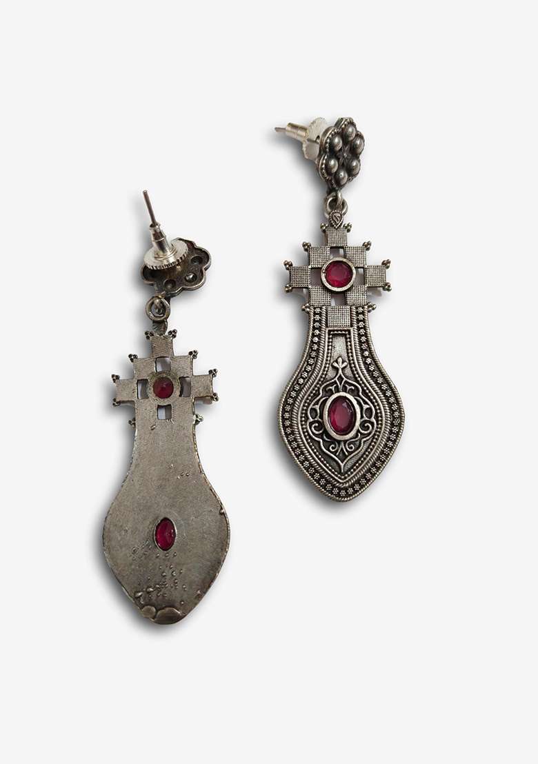 Silver Brass Earrings - Indya