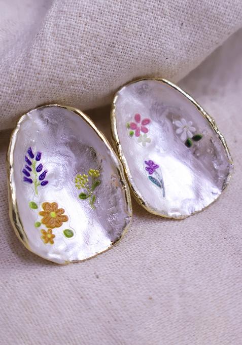 White  Stainless Steel Earring