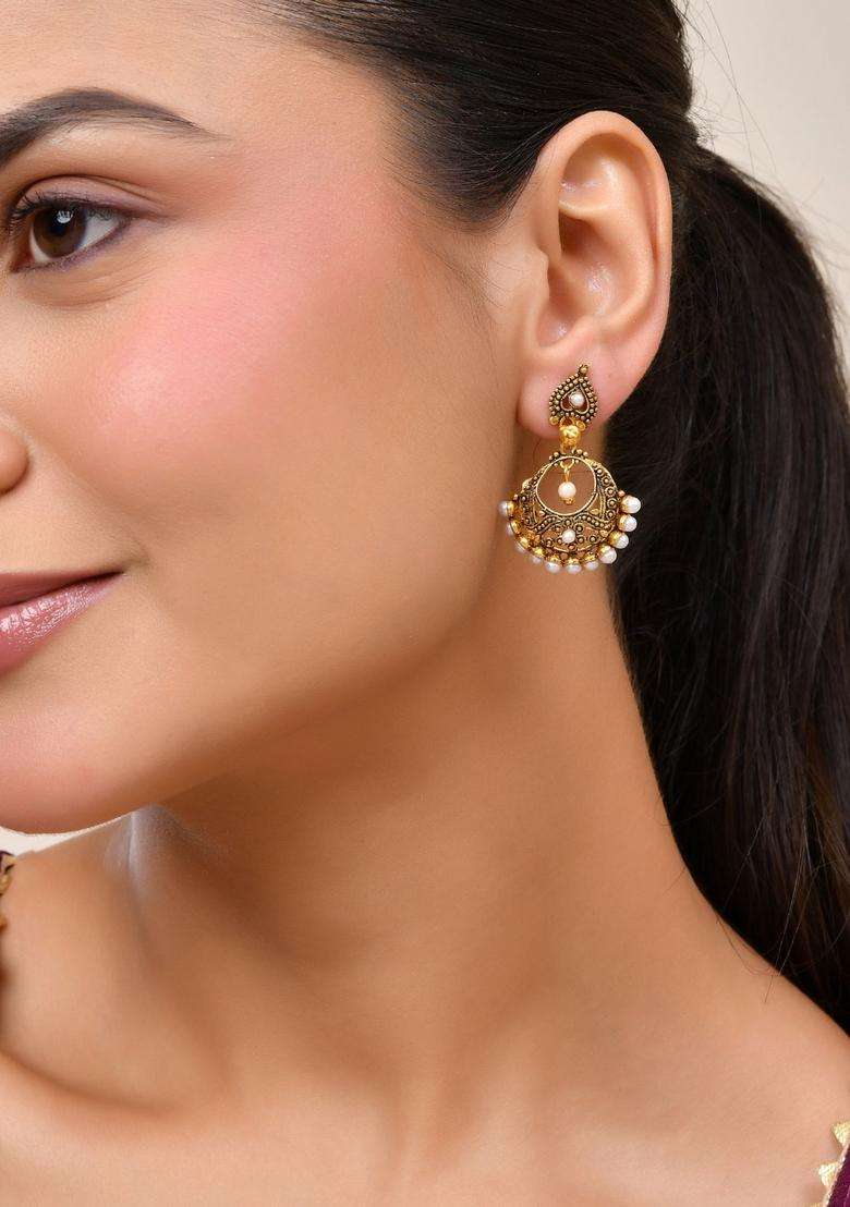Gold Stainless Steel Earrings - Indya