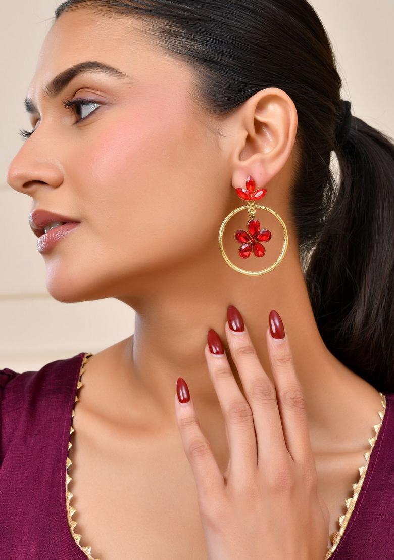Red Stainless Steel Earrings - Indya