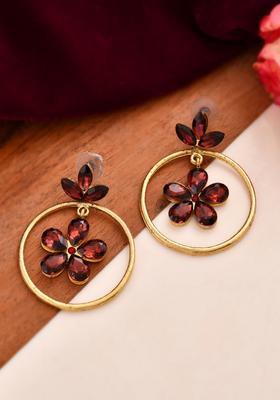 Maroon Stainless Steel Earrings