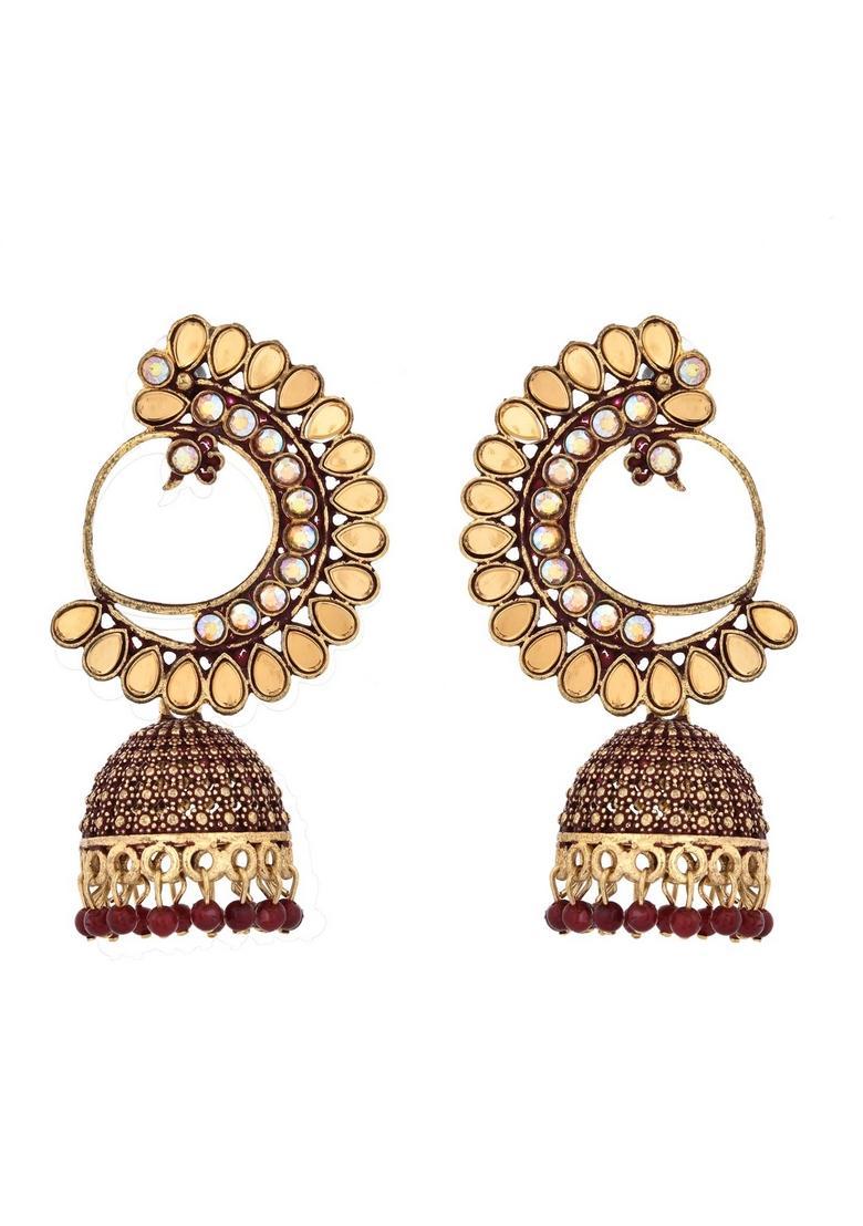 Maroon Stainless Steel Earrings - Indya