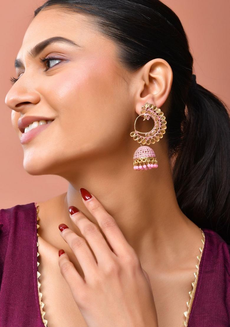 Pink Stainless Steel Earrings - Indya