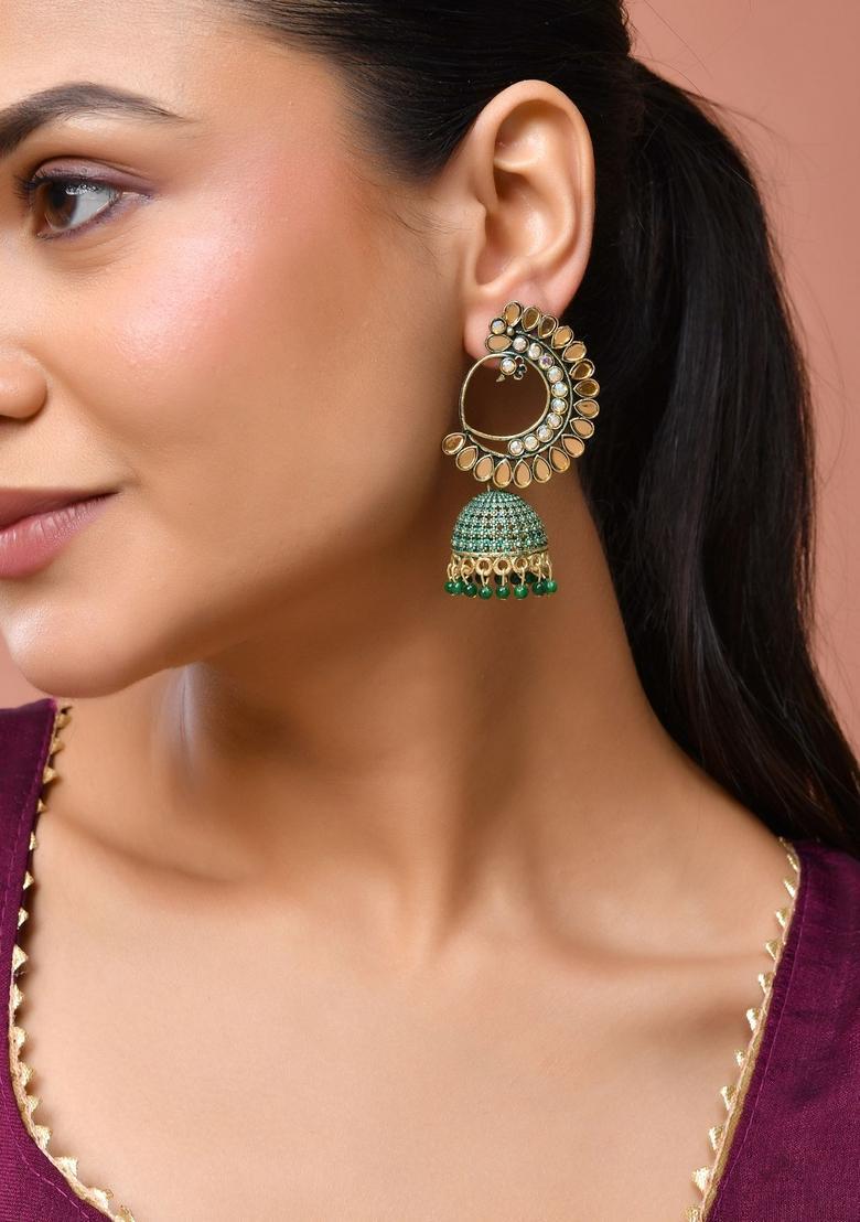 Green Stainless Steel Earrings - Indya