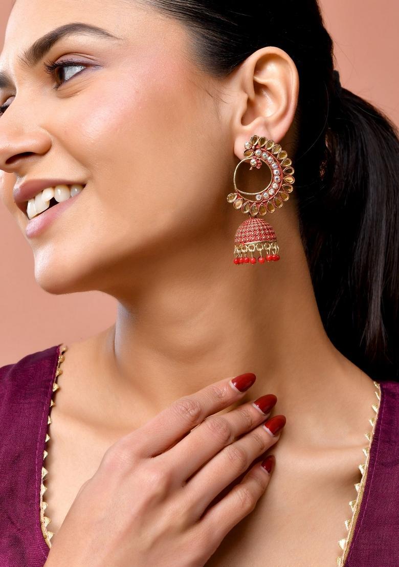 Red Stainless Steel Earrings - Indya