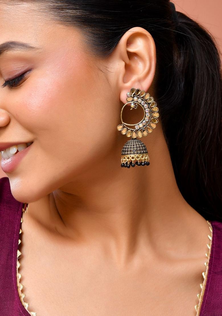 Black Stainless Steel Earrings - Indya