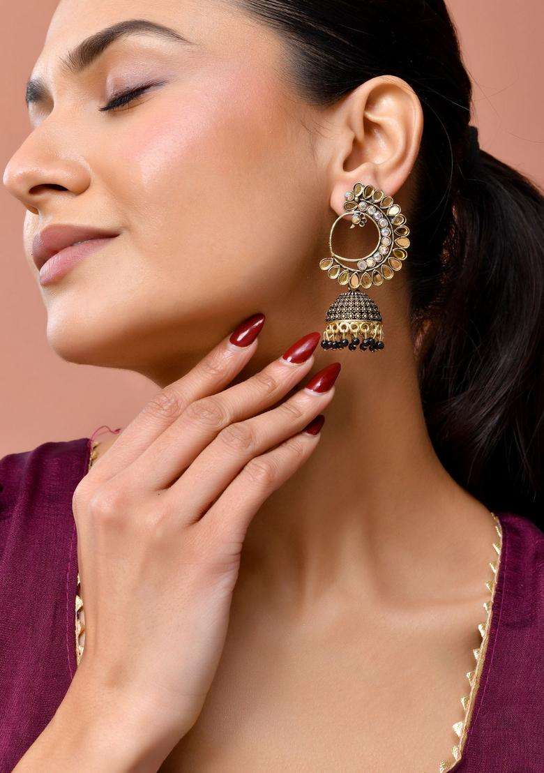 Black Stainless Steel Earrings - Indya
