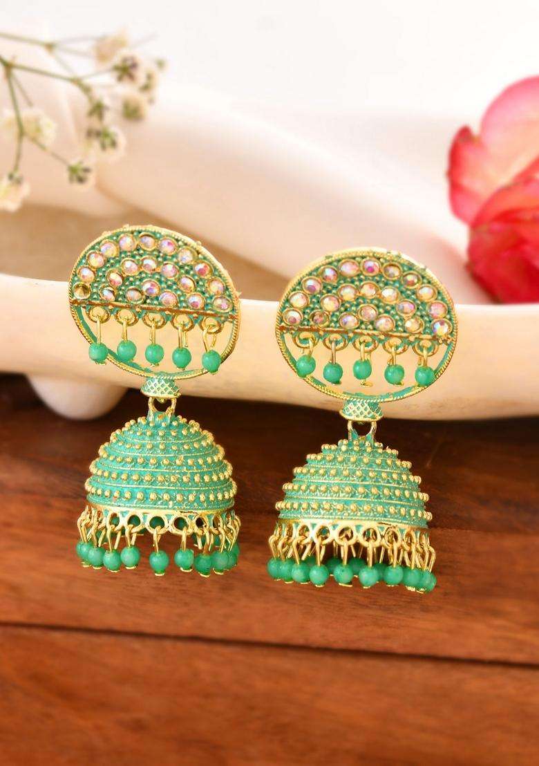 Sea Green Stainless Steel Earrings - Indya