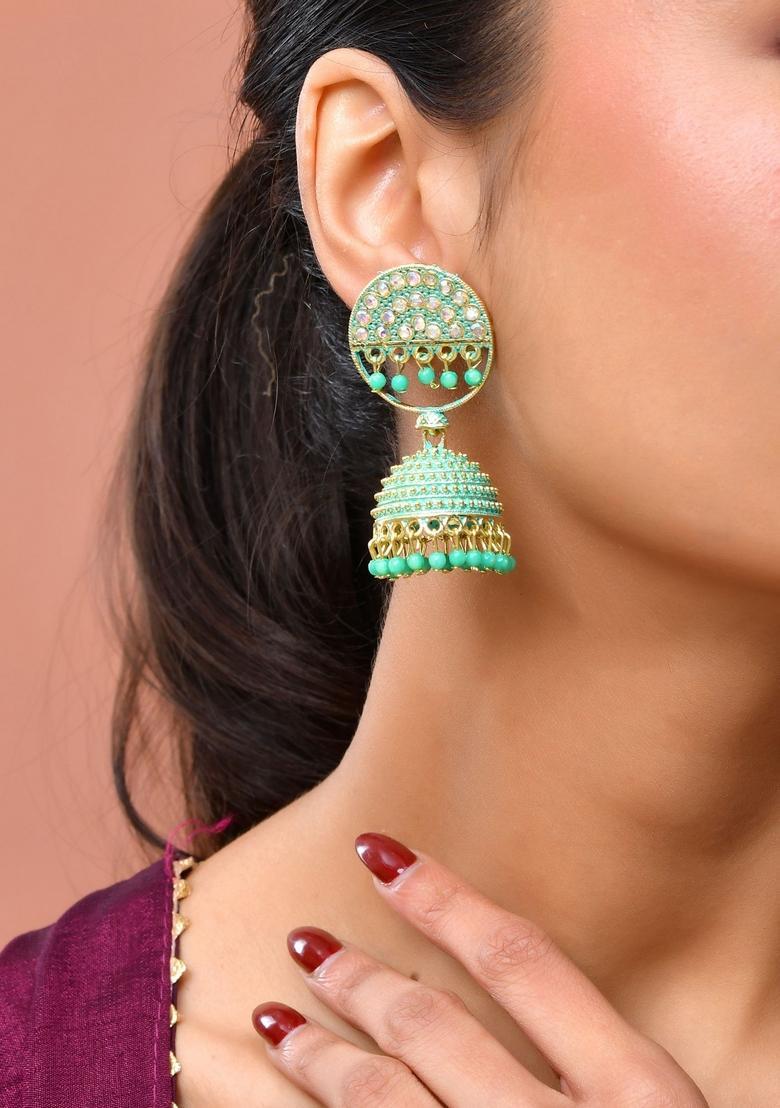 Sea Green Stainless Steel Earrings - Indya