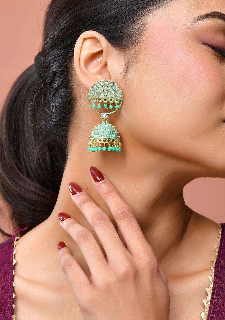 Sea Green Stainless Steel Earrings - Indya