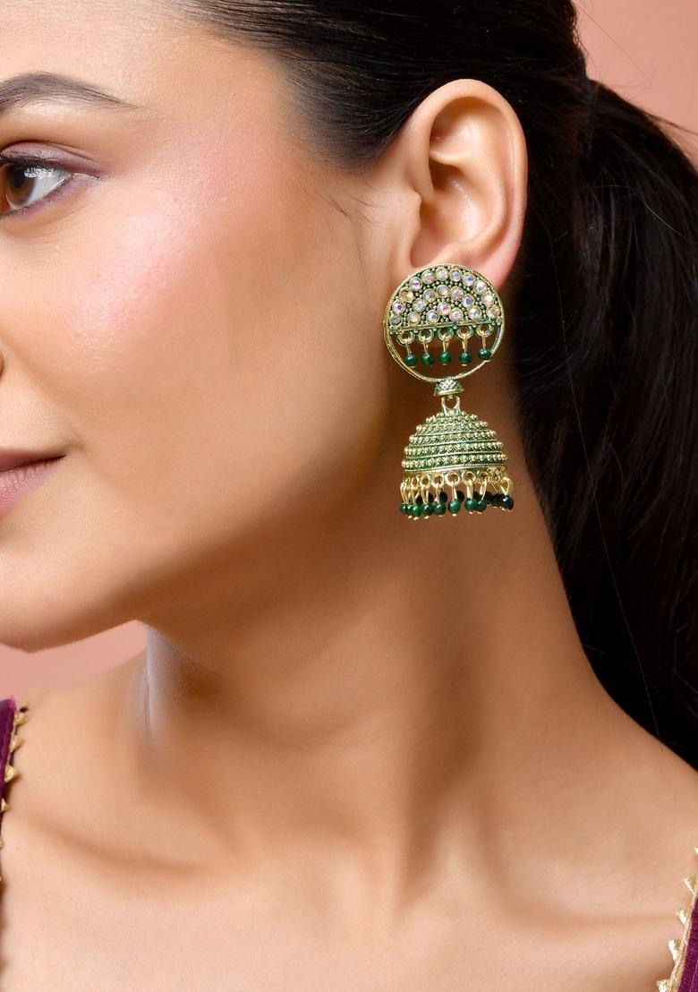 Green Stainless Steel Earrings - Indya