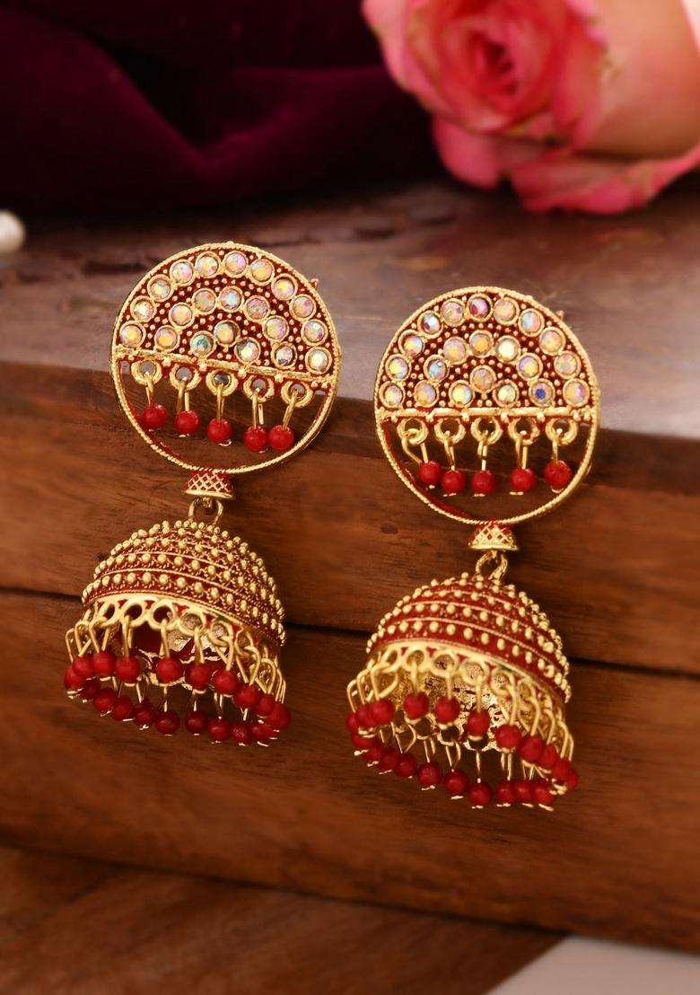 Red Stainless Steel Earrings - Indya