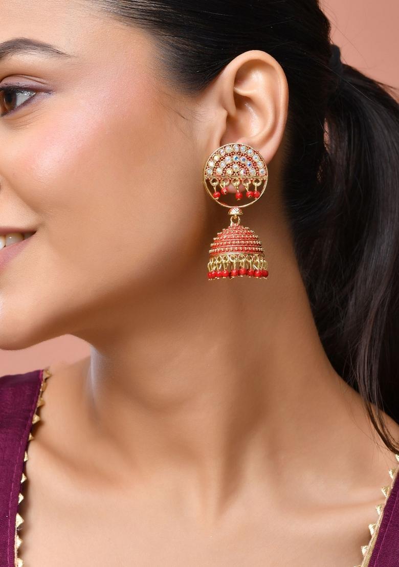 Red Stainless Steel Earrings - Indya