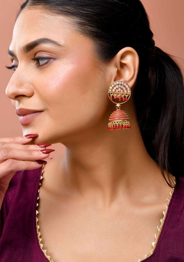 Red Stainless Steel Earrings - Indya