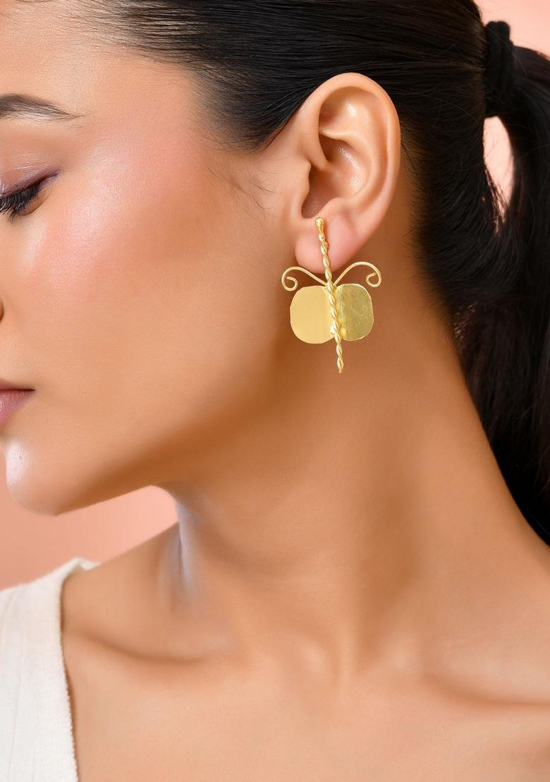 Gold Stainless Steel Earrings - Indya