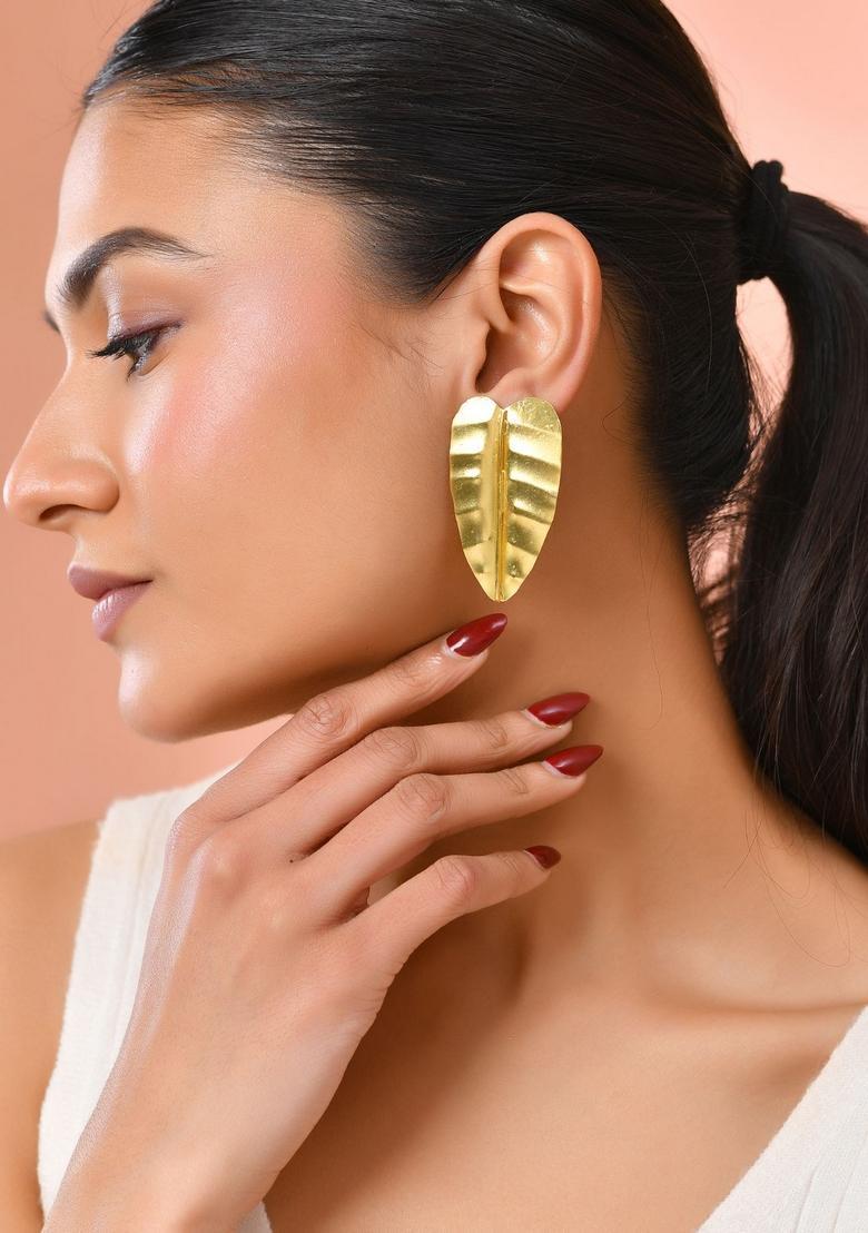 Gold Stainless Steel Earrings - Indya