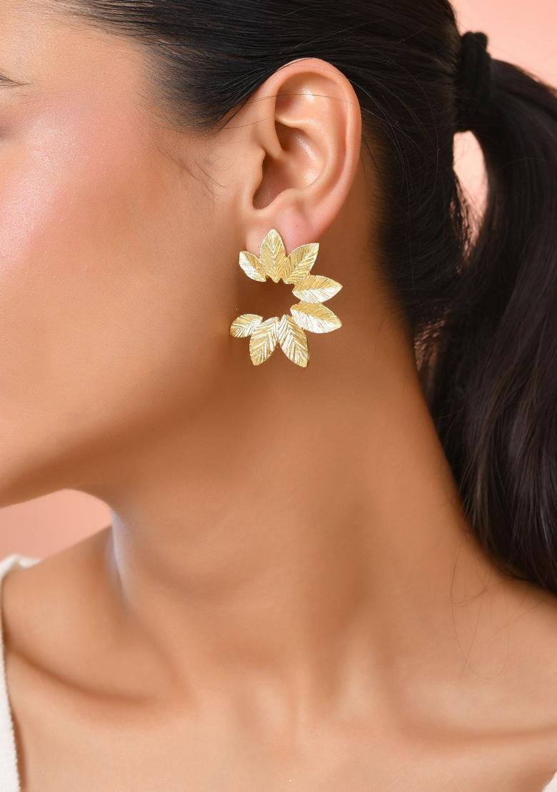 Gold Stainless Steel Earrings - Indya