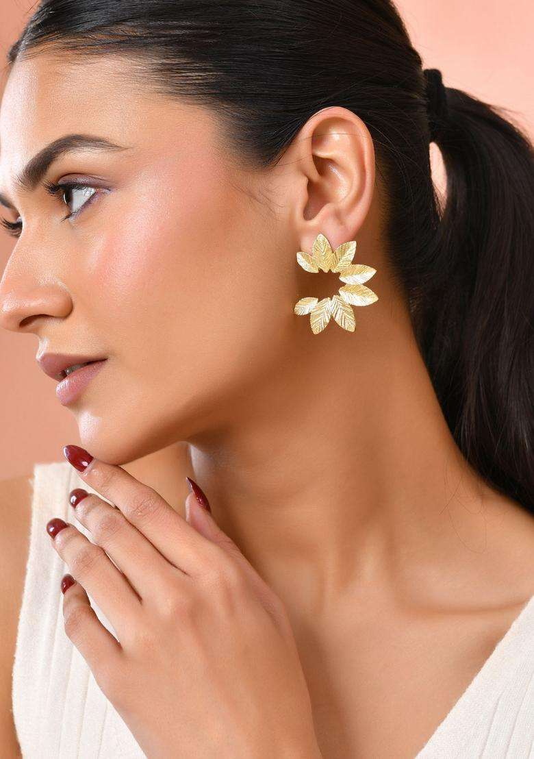 Gold Stainless Steel Earrings - Indya