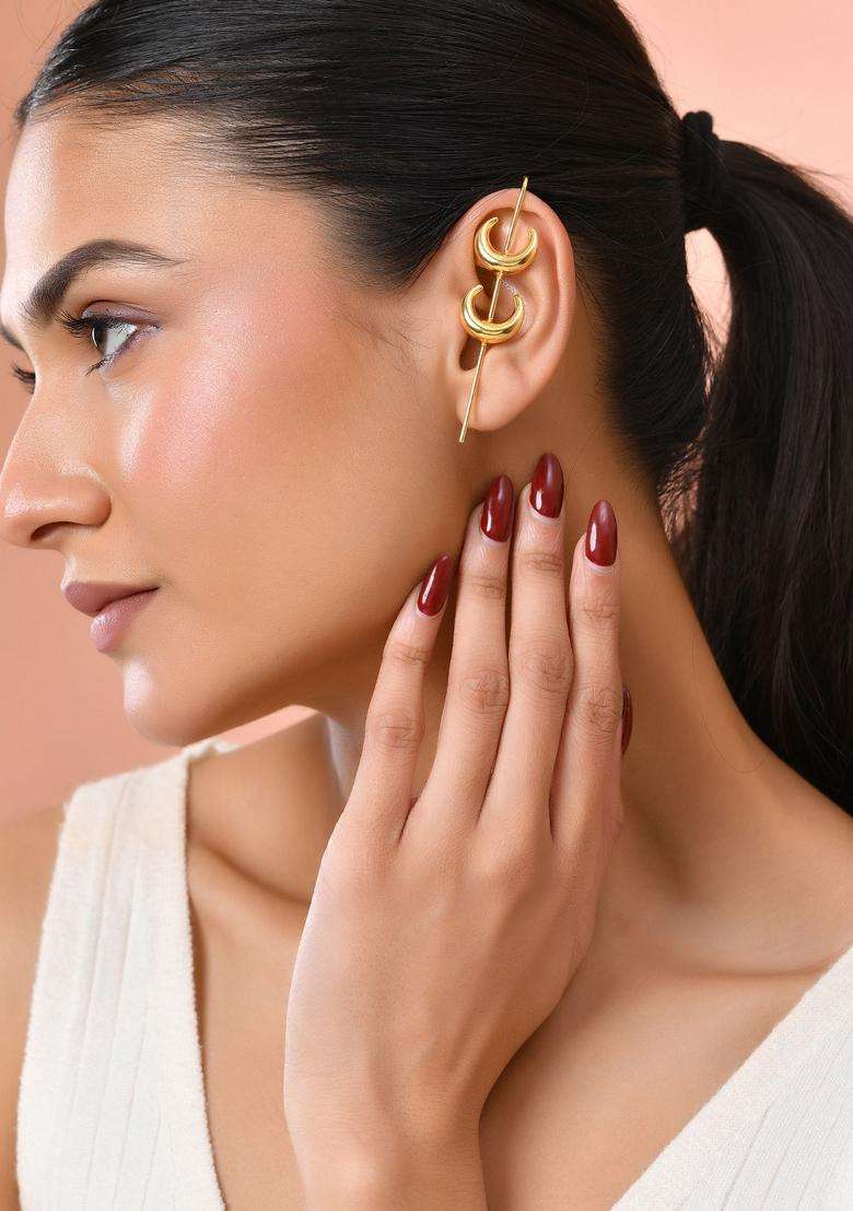 Gold Stainless Steel Earrings - Indya