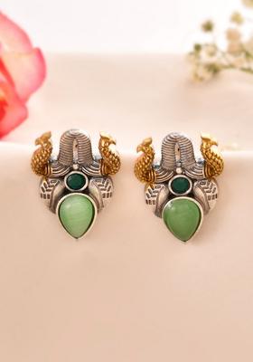 Green Stainless Steel Earrings