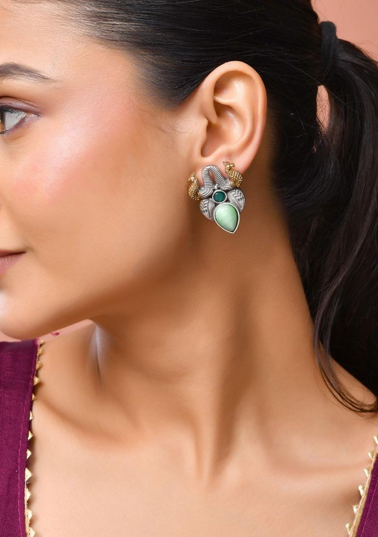 Green Stainless Steel Earrings - Indya