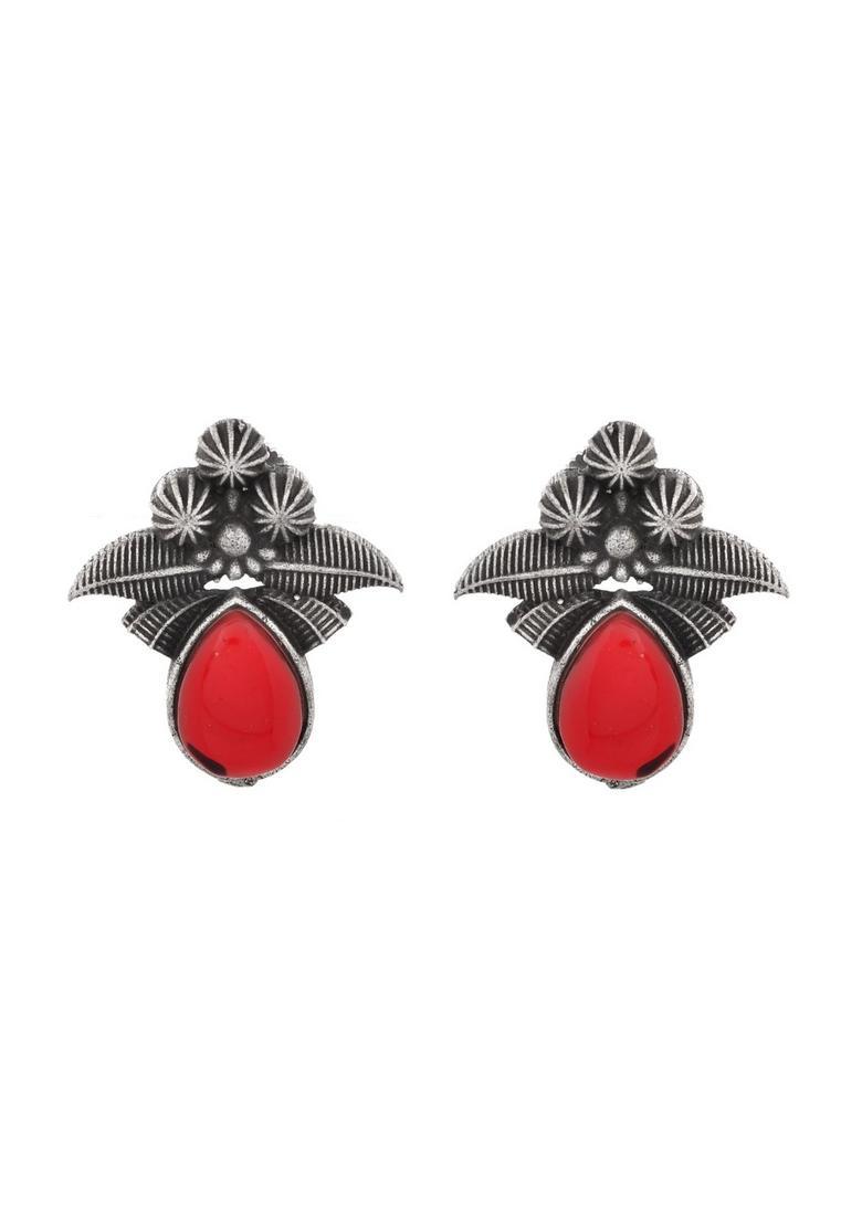 Red Stainless Steel Earrings - Indya