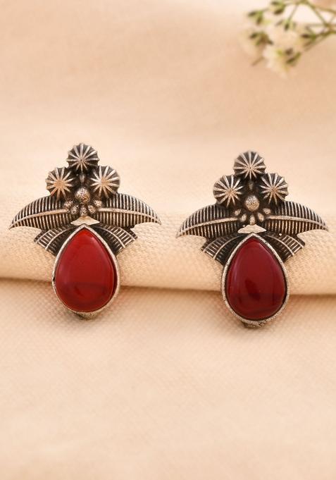 Red Stainless Steel Earrings