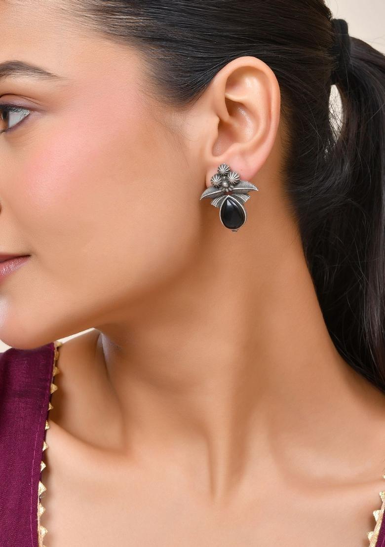 Black Stainless Steel Earrings - Indya