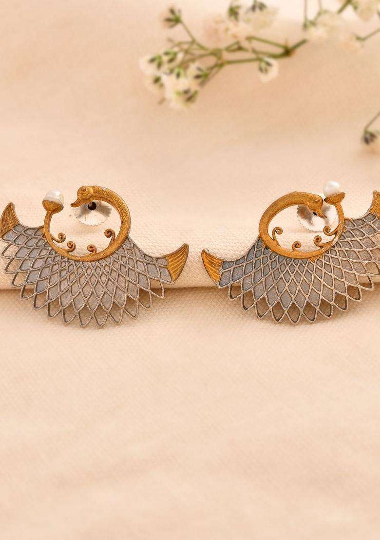 Silver Stainless Steel Earrings - Indya