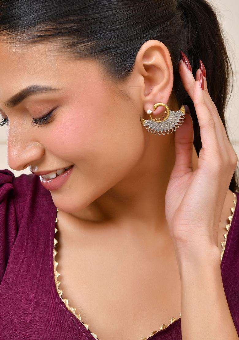 Silver Stainless Steel Earrings - Indya