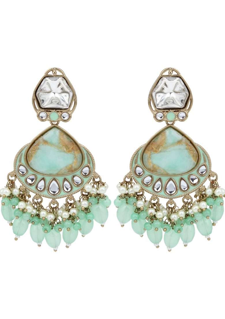 Aqua Green  Zinc Alloy Earring - Indya