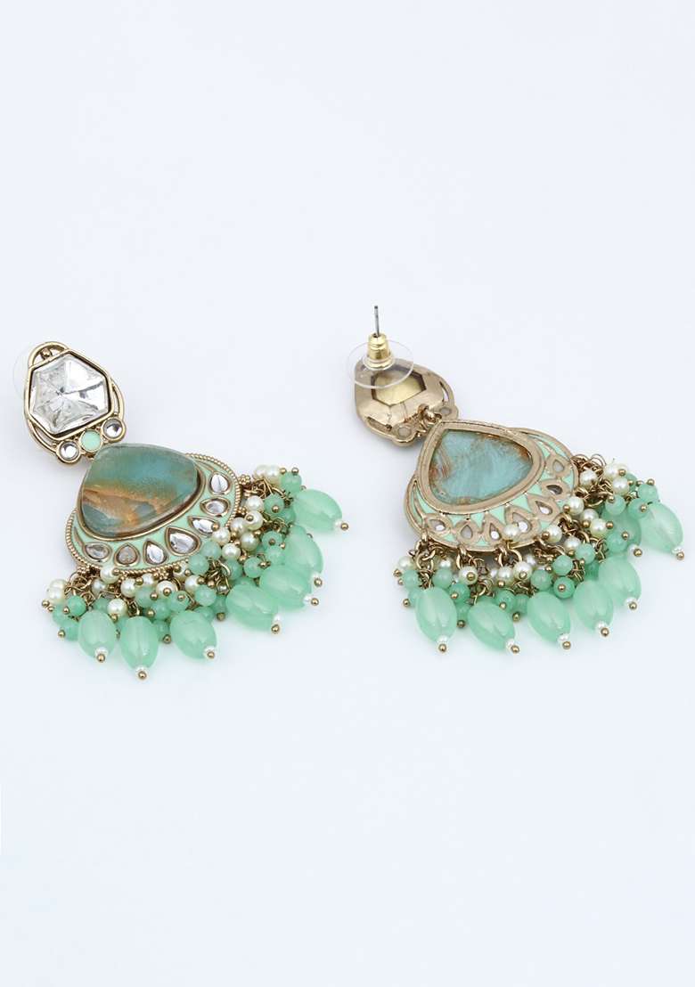 Aqua Green  Zinc Alloy Earring - Indya