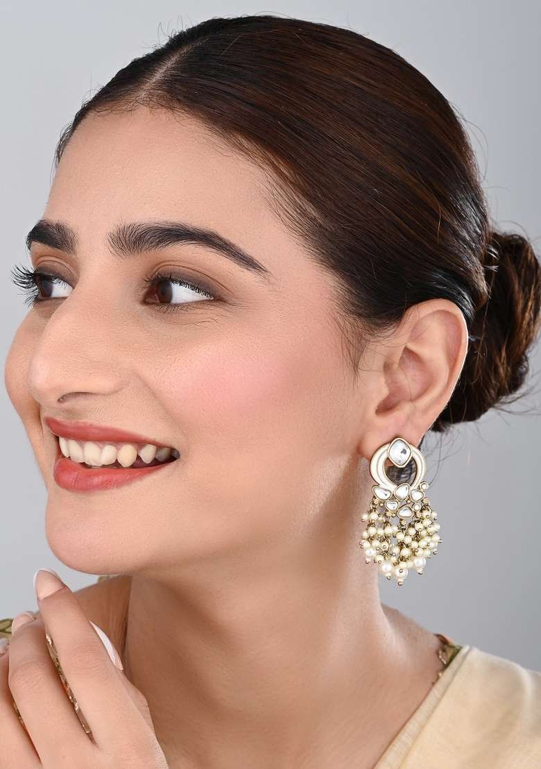White  Zinc Alloy Earring - Indya