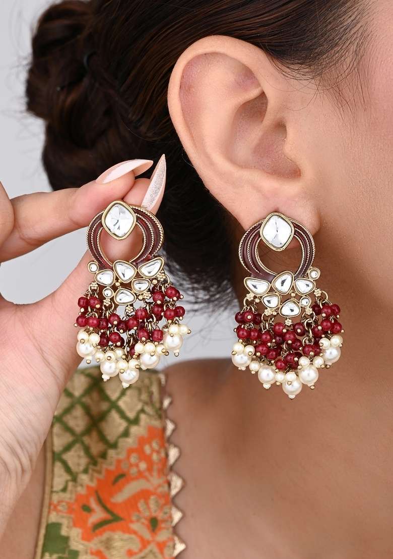 Red  Zinc Alloy Earring - Indya