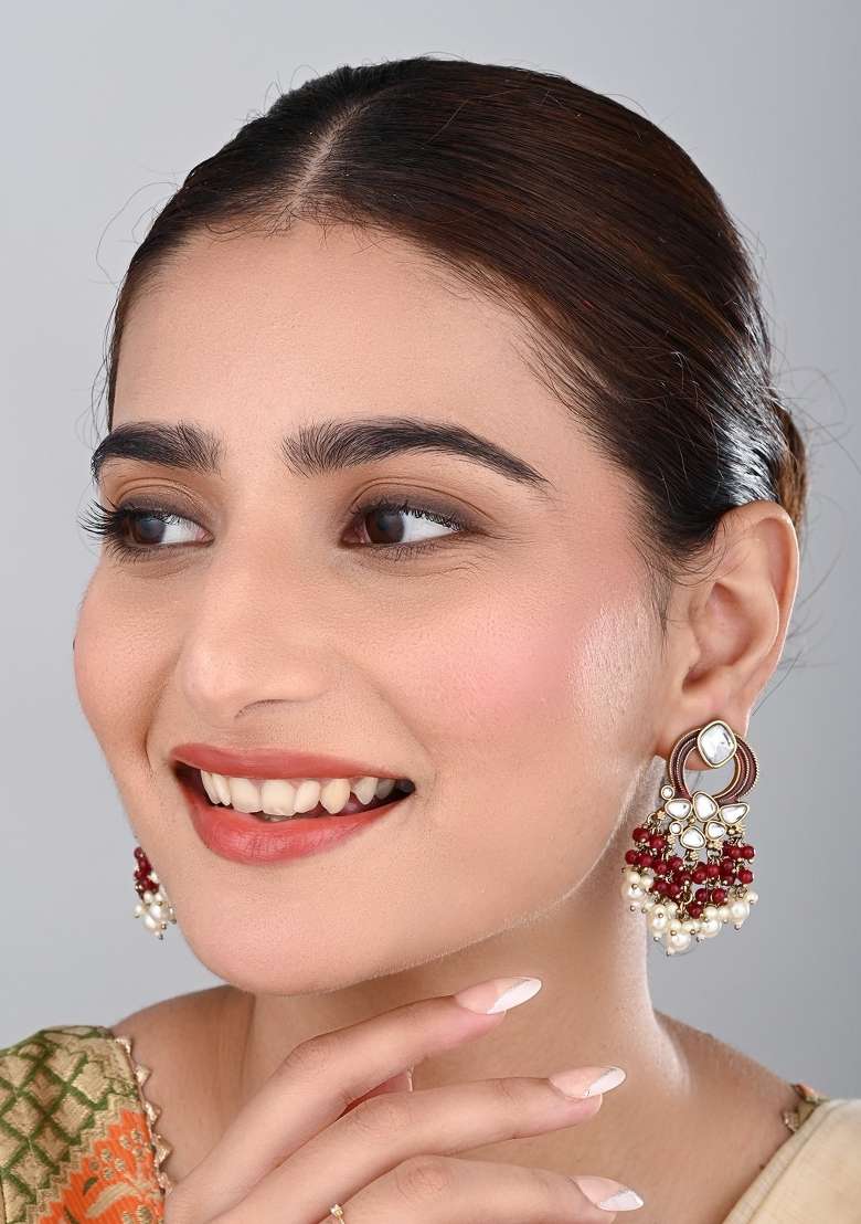 Red  Zinc Alloy Earring - Indya