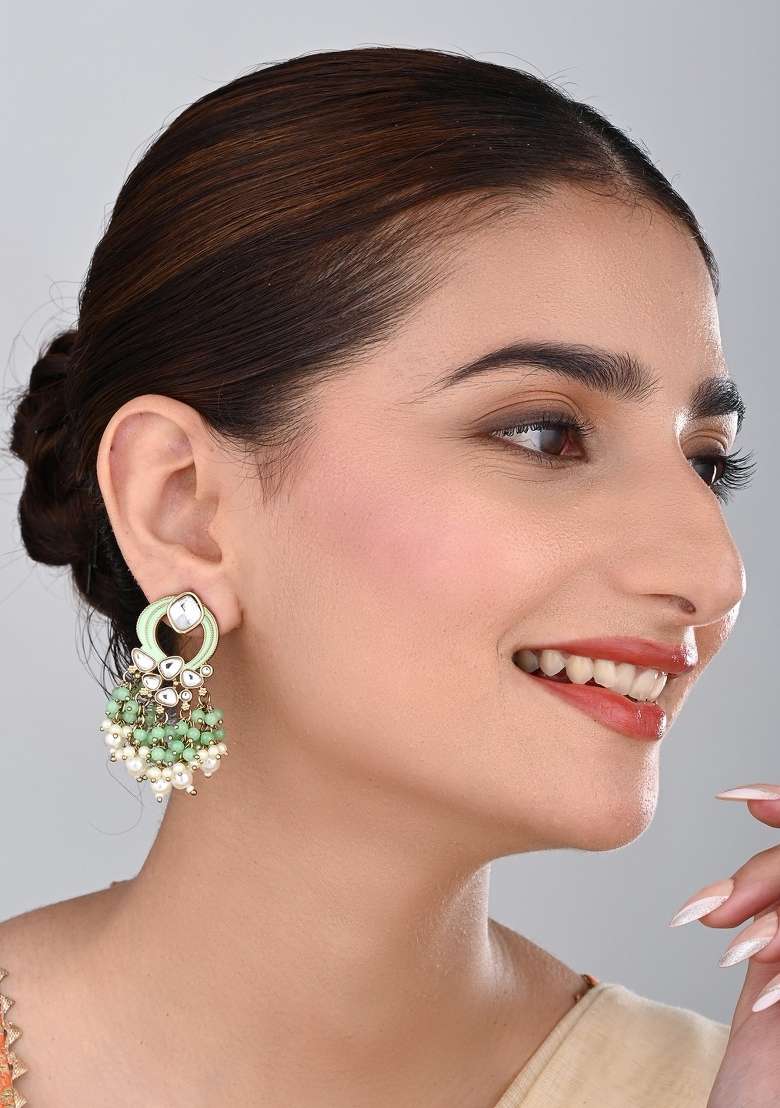 Aqua Green  Zinc Alloy Earring - Indya