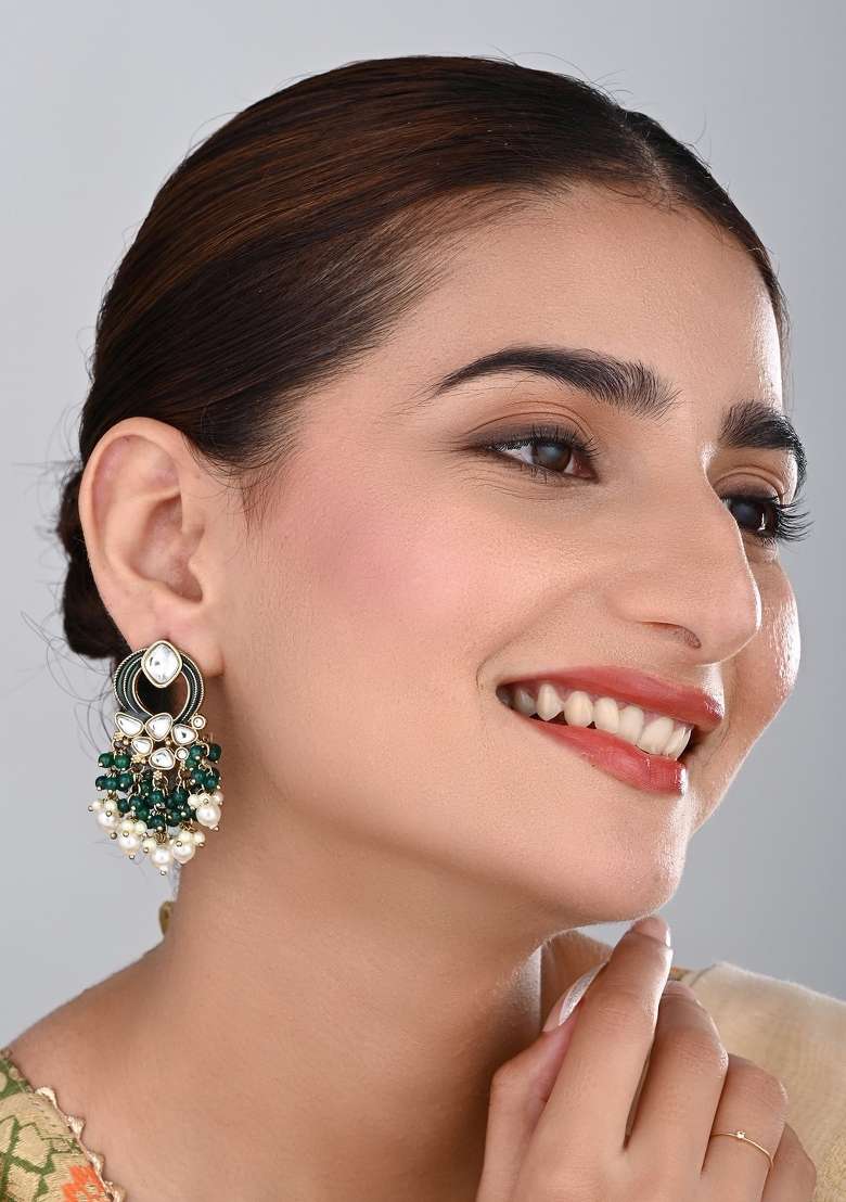 Green  Zinc Alloy Earring - Indya