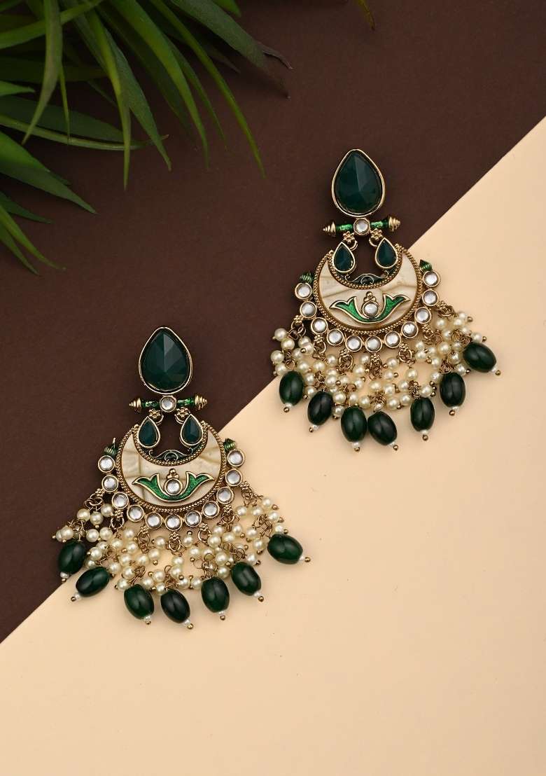 Green  Zinc Alloy Earring - Indya