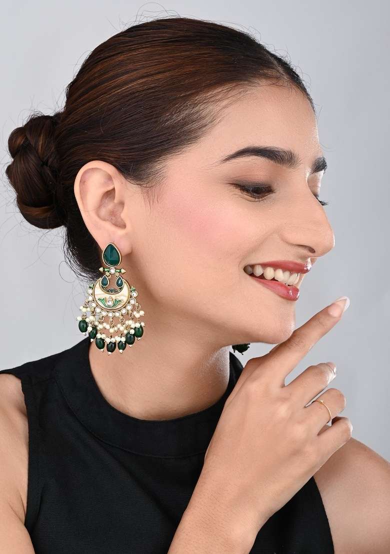 Green  Zinc Alloy Earring - Indya