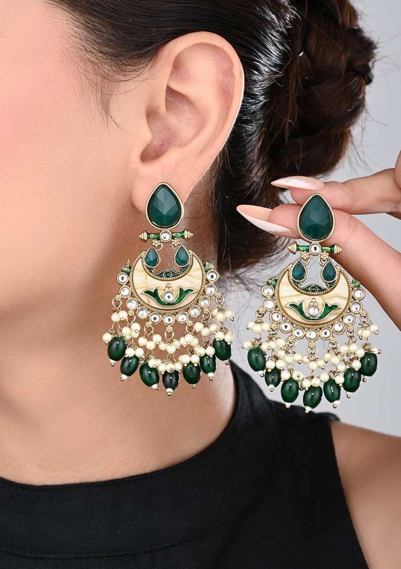 Green  Zinc Alloy Earring - Indya