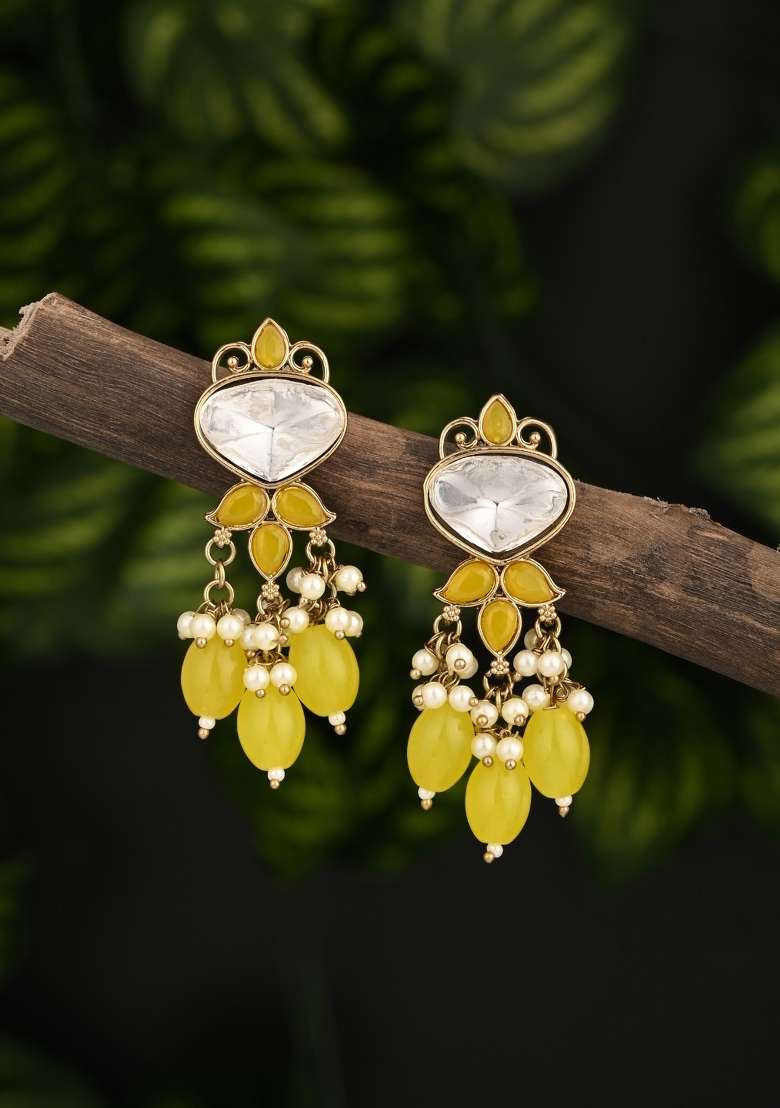 Yellow  Zinc Alloy Earring - Indya