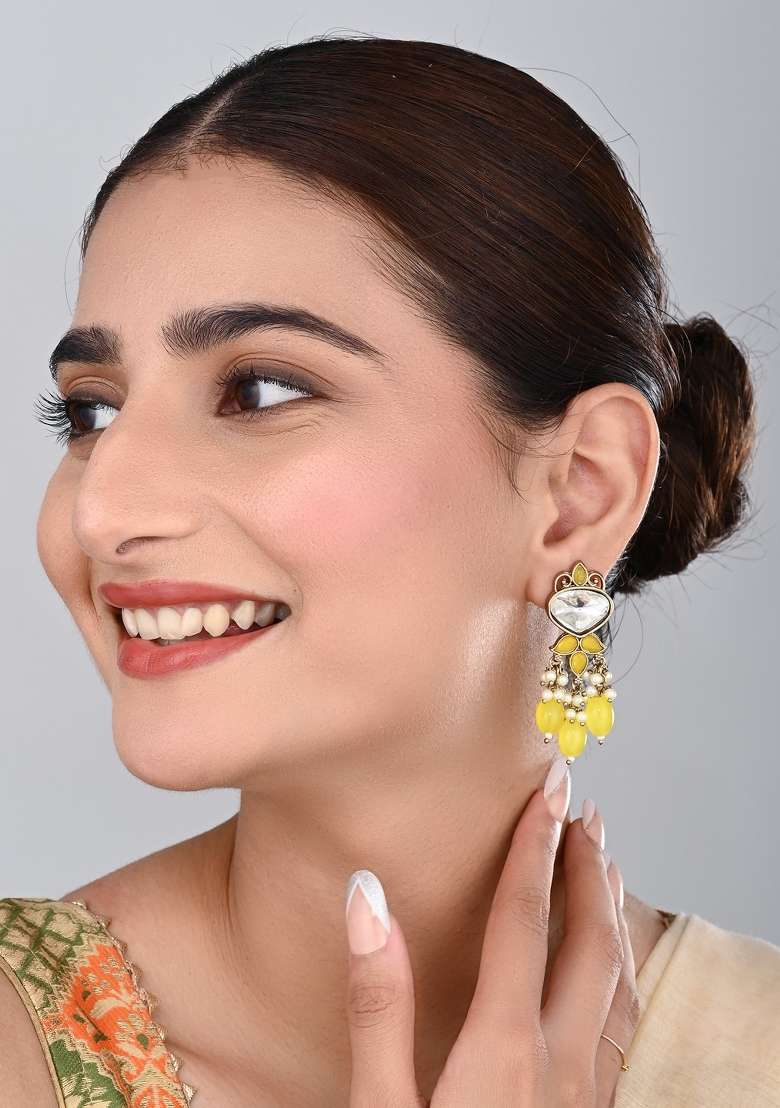Yellow  Zinc Alloy Earring - Indya