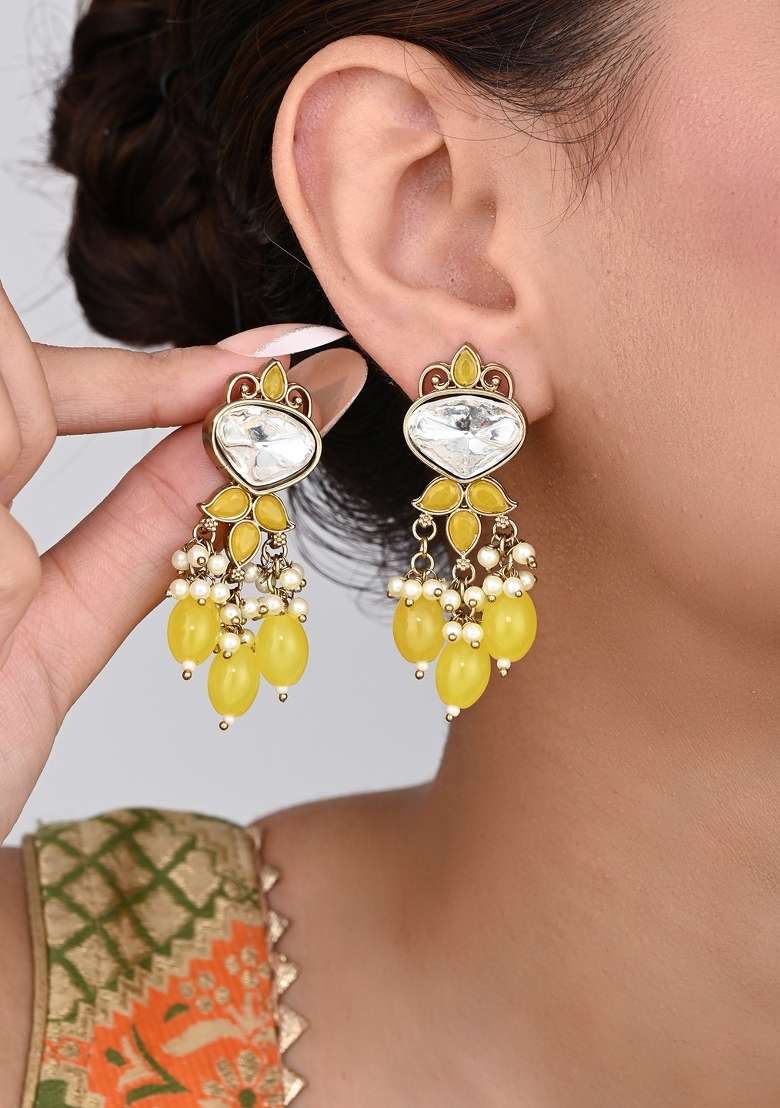 Yellow  Zinc Alloy Earring - Indya