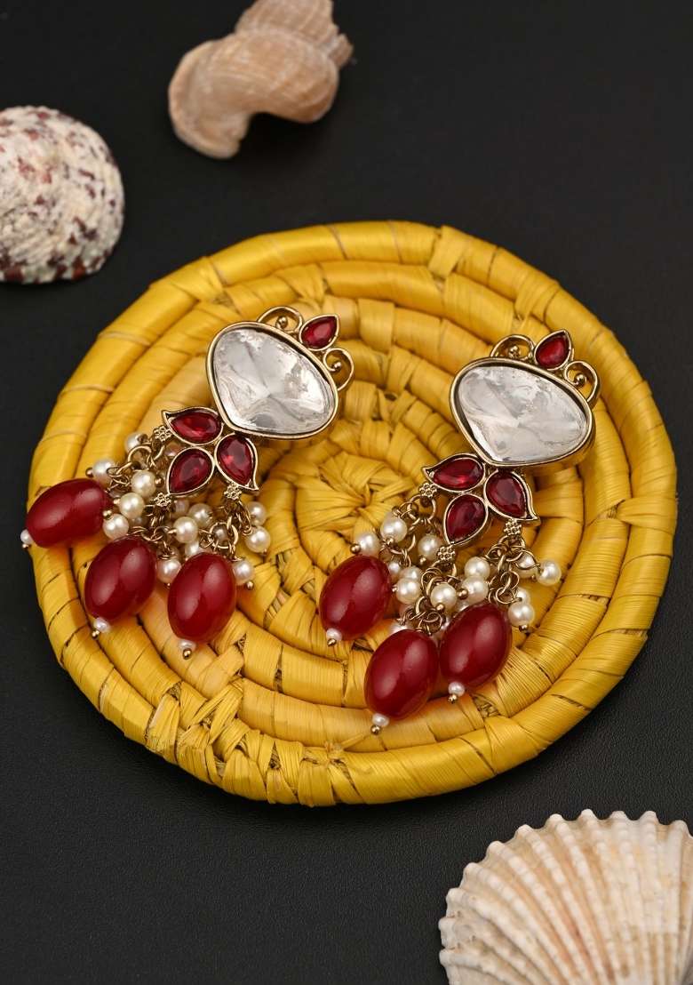 Red  Zinc Alloy Earring - Indya