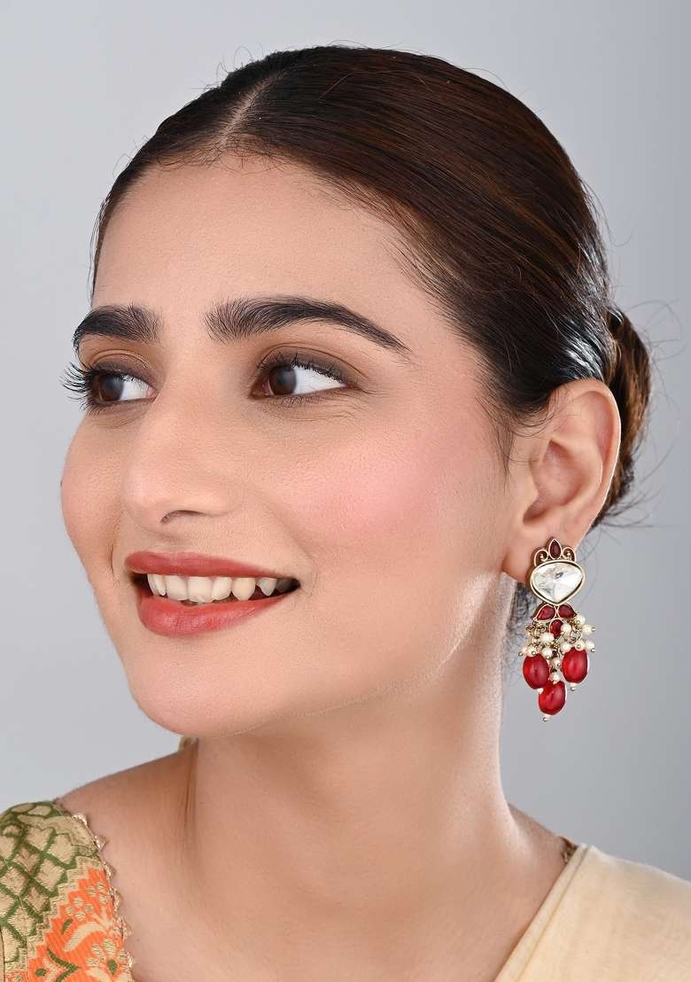 Red  Zinc Alloy Earring - Indya