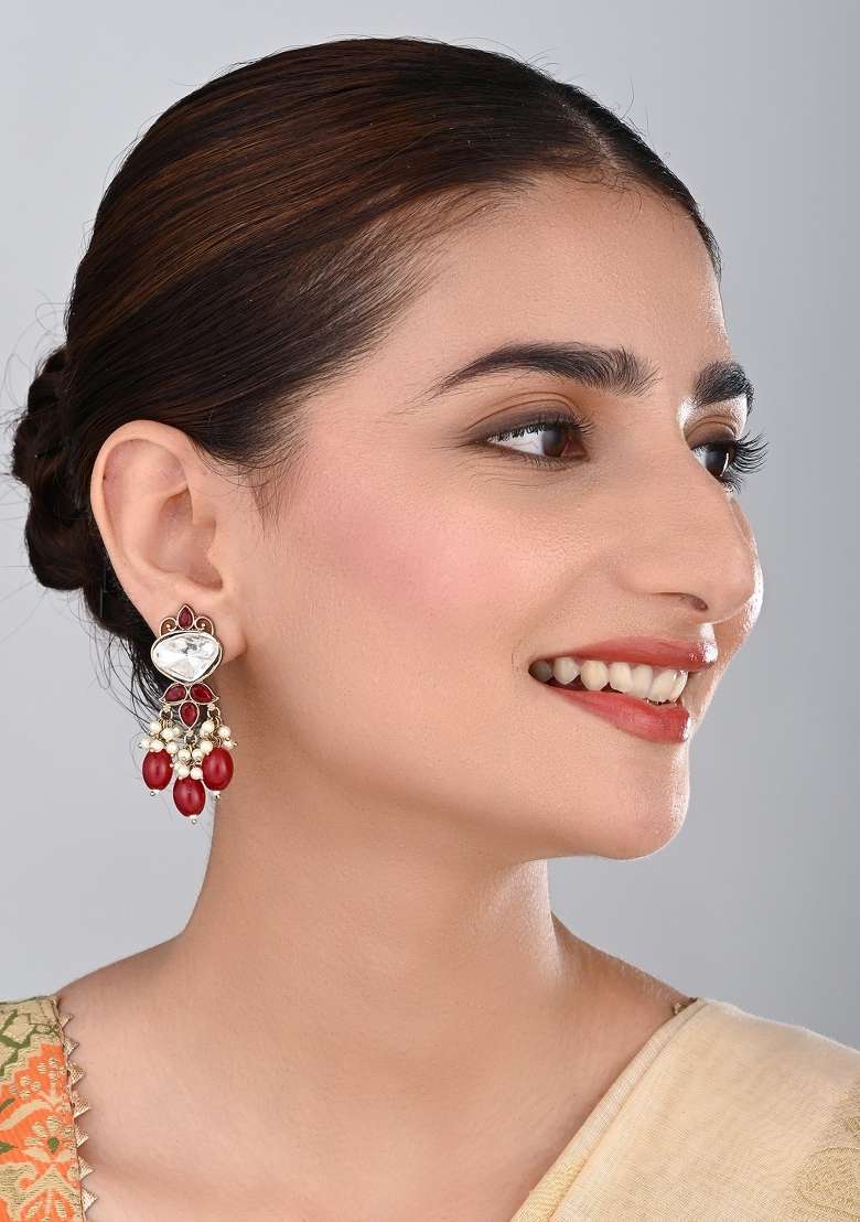 Red  Zinc Alloy Earring - Indya