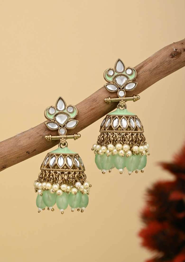 Aqua Green  Zinc Alloy Earring - Indya