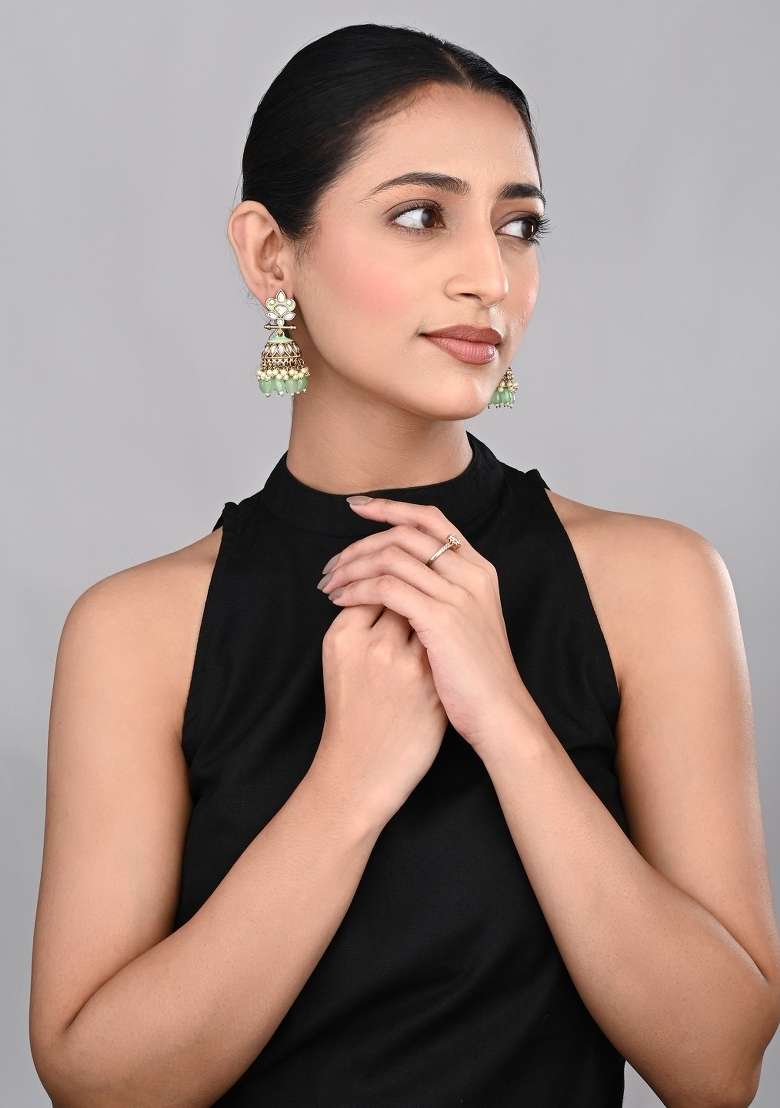 Aqua Green  Zinc Alloy Earring - Indya